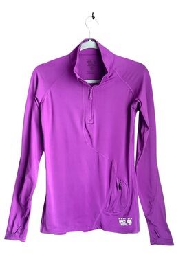 Mountain Hardwear Womens S Purple 1/4 Zip Athletic Pullover Thumbholes Stretch